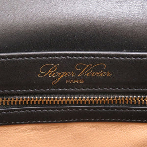 新品同様 ロジェヴィヴィエ フラワー カットワーク レザー ブラック 黒 ベージュ ショルダーバッグ 0140【中古】Roger Vivier