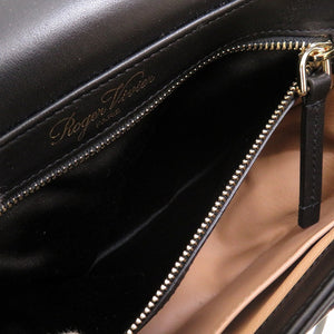 新品同様 ロジェヴィヴィエ フラワー カットワーク レザー ブラック 黒 ベージュ ショルダーバッグ 0140【中古】Roger Vivier