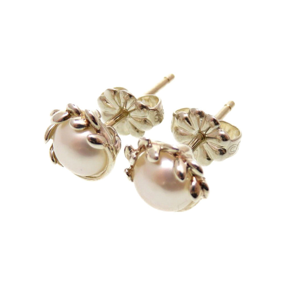 美品 ティファニー オリーブリーフ シルバー925 パール シルバー ピアス 0151【中古】TIFFANY