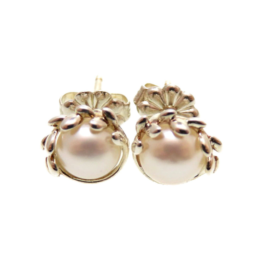 美品 ティファニー オリーブリーフ シルバー925 パール シルバー ピアス 0151【中古】TIFFANY