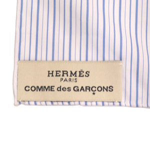 新品同様 エルメス ×コムデギャルソン コラボ HARNAIS DE COUR コットン ブルー スカーフ ストール 青 0154 【中古】 HERMES × COMME des GARCONS