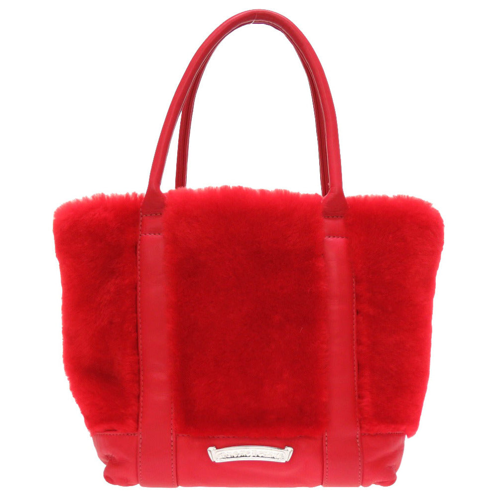 美品 クロムハーツ ムートン レザー レッド ハンドバッグ バッグ 赤 0001 【中古】 CHROME HEARTS