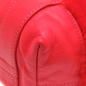 美品 クロムハーツ ムートン レザー レッド ハンドバッグ バッグ 赤 0001 【中古】 CHROME HEARTS