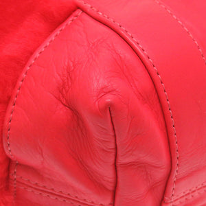 美品 クロムハーツ ムートン レザー レッド ハンドバッグ バッグ 赤 0001 【中古】 CHROME HEARTS