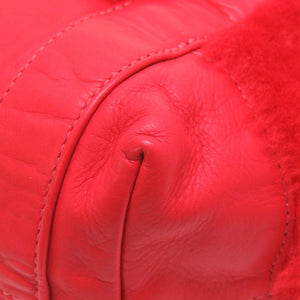 美品 クロムハーツ ムートン レザー レッド ハンドバッグ バッグ 赤 0001 【中古】 CHROME HEARTS