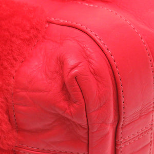 美品 クロムハーツ ムートン レザー レッド ハンドバッグ バッグ 赤 0001 【中古】 CHROME HEARTS