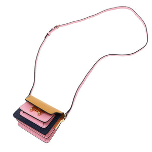 新品同様 マル二 トランク ナノ SBMP0079U1 レザー ピンク キャメル ショルダーバッグ 0003【中古】MARNI