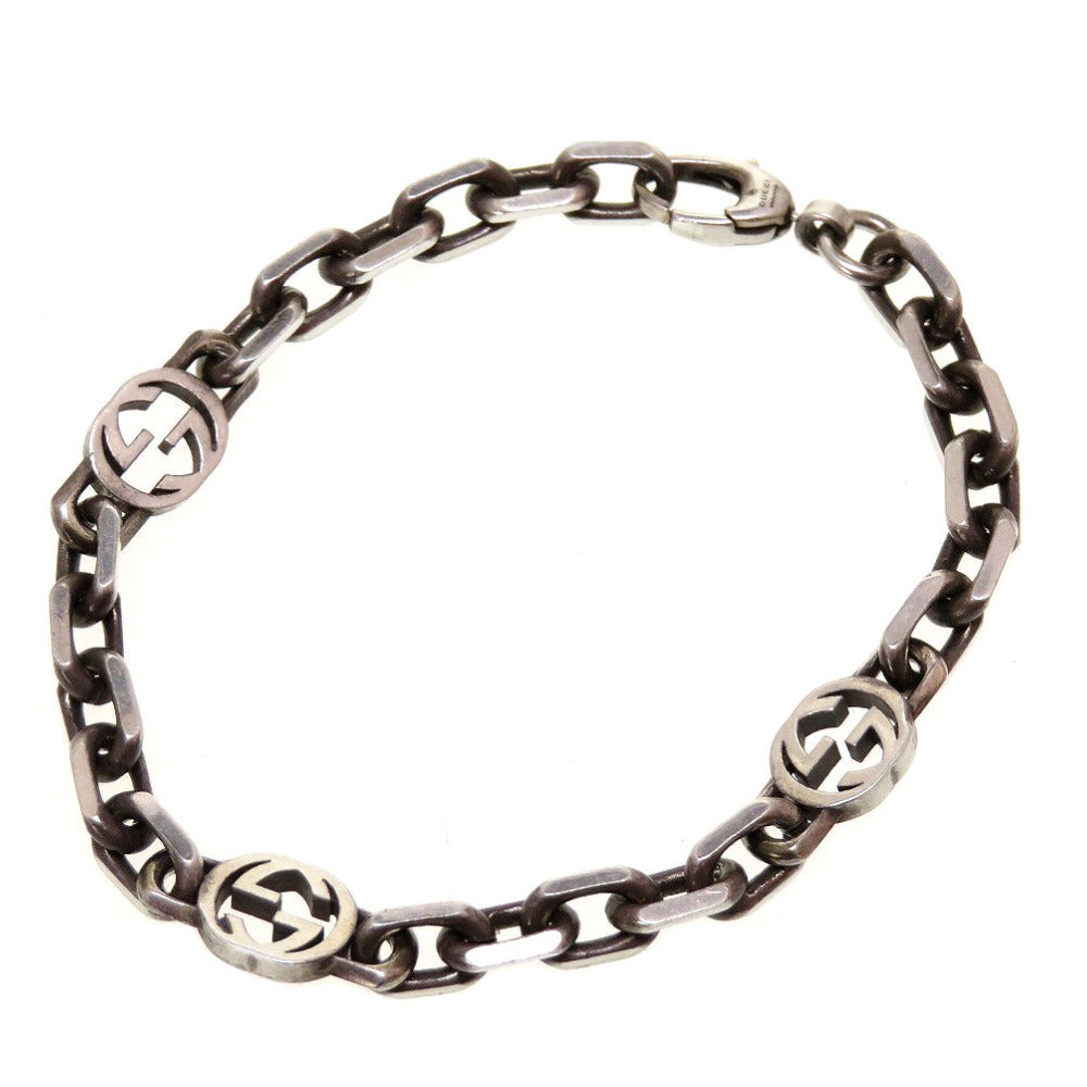美品 グッチ インターロッキングG シルバー925 シルバー ブレスレット 0005【中古】GUCCI