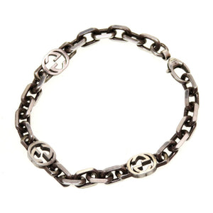 美品 グッチ インターロッキングG シルバー925 シルバー ブレスレット 0005【中古】GUCCI