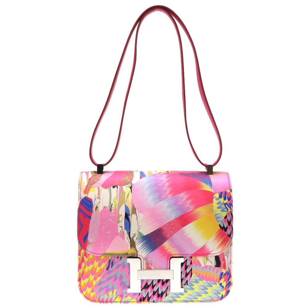 新品同様 エルメス コンスタンス 3 24 京都マーブル ヴォースイフト シルク ローズメキシコ パラジウム(シルバー)金具 Z刻印(2022年製) ショルダーバッグ バッグ 0031 【中古】 HERMES コンスタンス 23