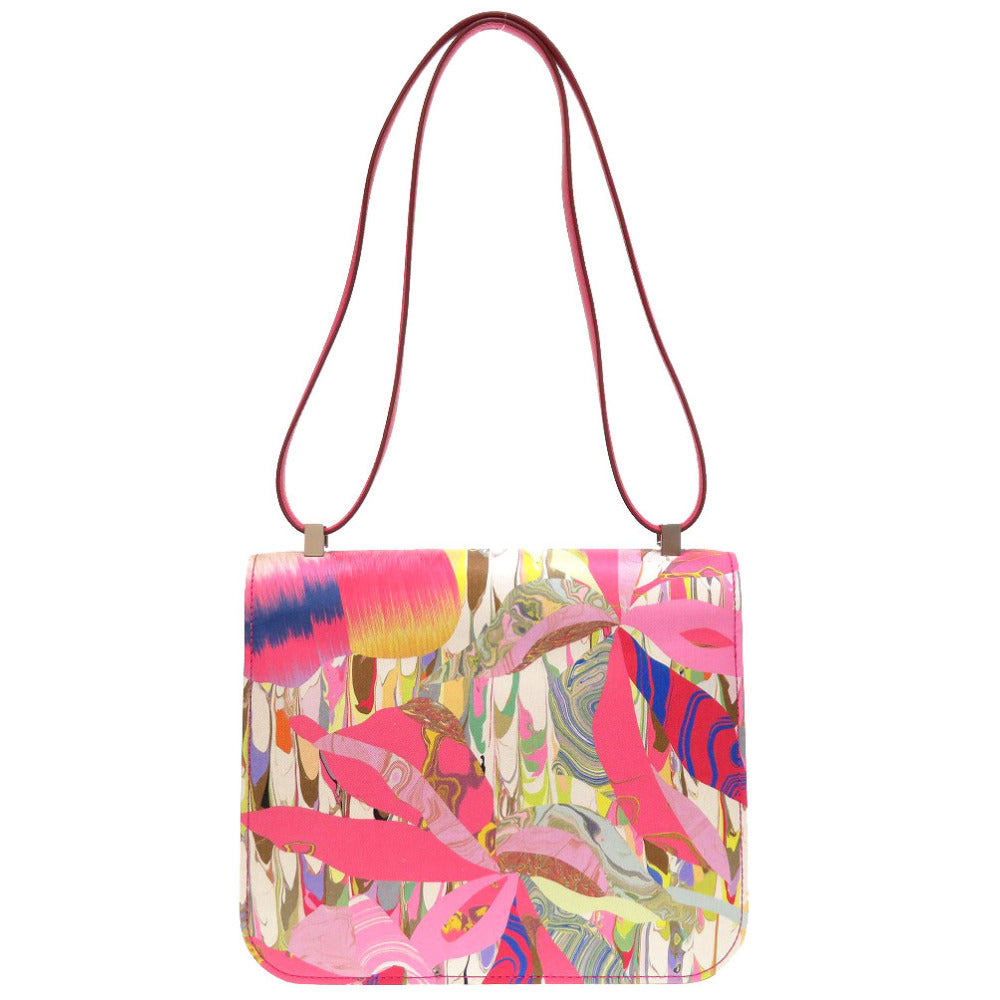 新品同様 エルメス コンスタンス 3 24 京都マーブル ヴォースイフト シルク ローズメキシコ パラジウム(シルバー)金具 Z刻印(2022年製) ショルダーバッグ バッグ 0031 【中古】 HERMES コンスタンス 23