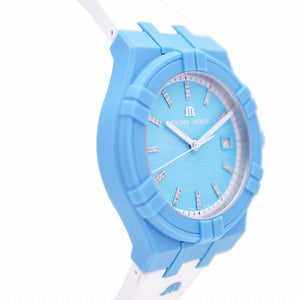 未使用 モーリスラクロア アイコン #タイド AI2008-AAAA1-3A0-0 クオーツ 腕時計 プラスチック/ラバー ライトブルー 0033【中古】MAURICE LACROIX AIKON #tide メンズ