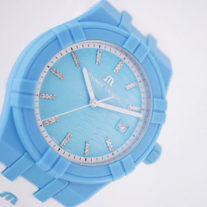 未使用 モーリスラクロア アイコン #タイド AI2008-AAAA1-3A0-0 クオーツ 腕時計 プラスチック/ラバー ライトブルー 0033【中古】MAURICE LACROIX AIKON #tide メンズ