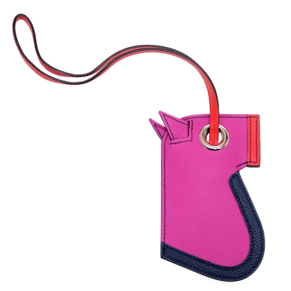 未使用 エルメス カマイユ ヴォーエプソン Y刻印(2020年製) マグノリア ブルードマルト カプシーヌ バッグチャーム キーホルダー 0044【中古】HERMES