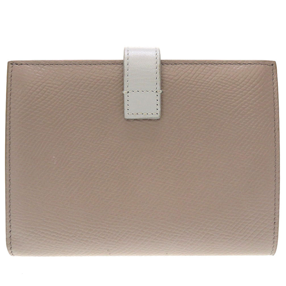 美品 セリーヌ ミディアム ストラップ ウォレット 2019年製 バイカラー レザー グレー 水色 2つ折り財布 0046【中古】CELINE