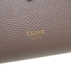 美品 セリーヌ ミディアム ストラップ ウォレット 2019年製 バイカラー レザー グレー 水色 2つ折り財布 0046【中古】CELINE