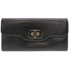 新品同様 ブルガリ レザー ブラック 黒 2つ折り長財布 財布 0049【中古】BVLGARI