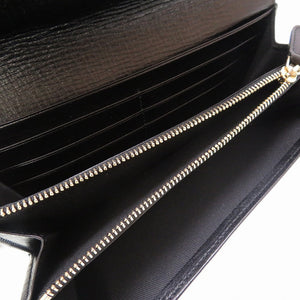 新品同様 ブルガリ レザー ブラック 黒 2つ折り長財布 財布 0049【中古】BVLGARI