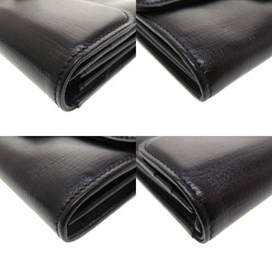 新品同様 ブルガリ レザー ブラック 黒 2つ折り長財布 財布 0049【中古】BVLGARI