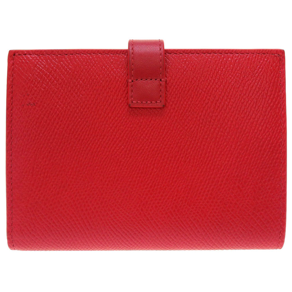 新品同様 セリーヌ ミディアム ストラップ ウォレット 2019年製 レザー レッド 赤 2つ折り財布 財布 0057【中古】CELINE