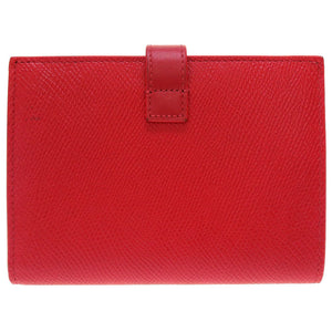 新品同様 セリーヌ ミディアム ストラップ ウォレット 2019年製 レザー レッド 赤 2つ折り財布 財布 0057【中古】CELINE