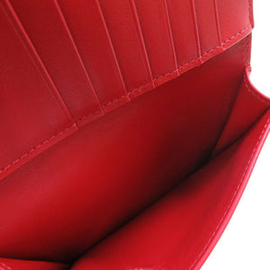 新品同様 セリーヌ ミディアム ストラップ ウォレット 2019年製 レザー レッド 赤 2つ折り財布 財布 0057【中古】CELINE