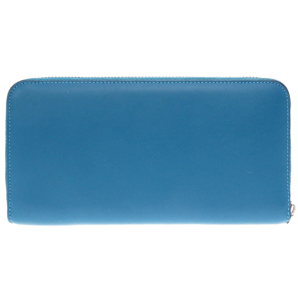 未使用 ロエベ アマソナ レザー ブルー 青 ラウンドファスナー長財布 財布 0058【中古】LOEWE