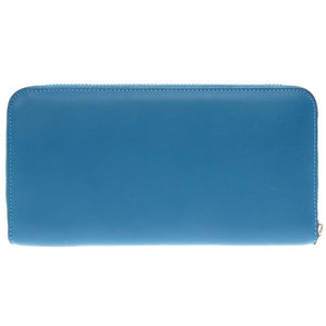 未使用 ロエベ アマソナ レザー ブルー 青 ラウンドファスナー長財布 財布 0058【中古】LOEWE