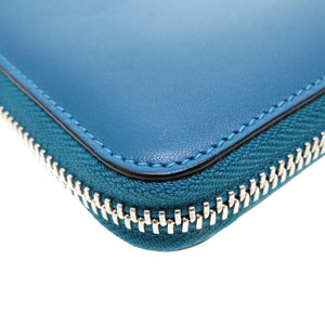 未使用 ロエベ アマソナ レザー ブルー 青 ラウンドファスナー長財布 財布 0058【中古】LOEWE