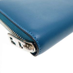 未使用 ロエベ アマソナ レザー ブルー 青 ラウンドファスナー長財布 財布 0058【中古】LOEWE