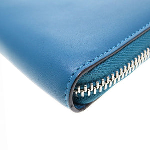 未使用 ロエベ アマソナ レザー ブルー 青 ラウンドファスナー長財布 財布 0058【中古】LOEWE