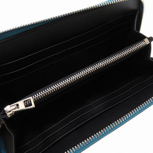 未使用 ロエベ アマソナ レザー ブルー 青 ラウンドファスナー長財布 財布 0058【中古】LOEWE