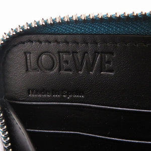 未使用 ロエベ アマソナ レザー ブルー 青 ラウンドファスナー長財布 財布 0058【中古】LOEWE