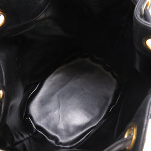 美品 シャネル レザー ブラック 巾着 2番台 ゴールドチェーン ショルダーバッグ バッグ 黒 0069 【中古】 CHANEL