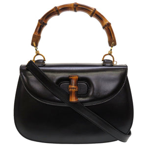 美品 グッチ バンブー ブラック 000 2046 0633 2WAY ハンドバッグ バッグ 黒 0071 【中古】 GUCCI