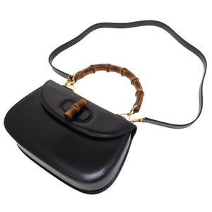 美品 グッチ バンブー ブラック 000 2046 0633 2WAY ハンドバッグ バッグ 黒 0071 【中古】 GUCCI