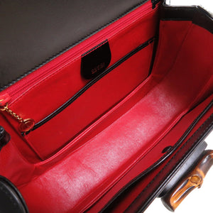 美品 グッチ バンブー ブラック 000 2046 0633 2WAY ハンドバッグ バッグ 黒 0071 【中古】 GUCCI