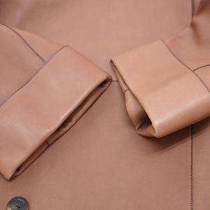 新品同様 エルメス レザー ロング トレンチコート 羊革/シルク サイズ36 ブラウン 0073【中古】HERMES レディース