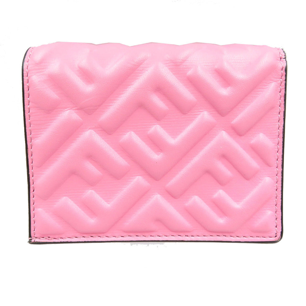 未使用 フェンディ バゲット ラムスキン ゴールド金具 ピンク 二つ折り財布 0085【中古】FENDI