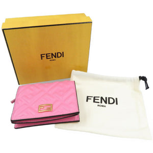 未使用 フェンディ バゲット ラムスキン ゴールド金具 ピンク 二つ折り財布 0085【中古】FENDI