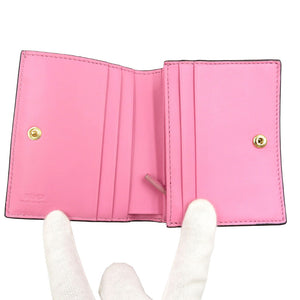 未使用 フェンディ バゲット ラムスキン ゴールド金具 ピンク 二つ折り財布 0085【中古】FENDI