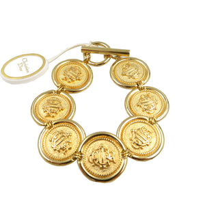 美品 クリスチャンディオール 7連メダル メタル ゴールド ブレスレット 0093【中古】Christian Dior