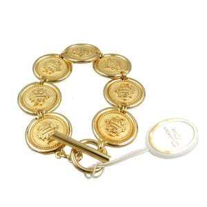 美品 クリスチャンディオール 7連メダル メタル ゴールド ブレスレット 0093【中古】Christian Dior