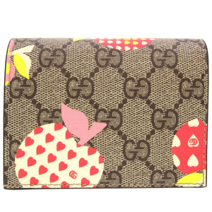 未使用 グッチ コンパクトウォレット GGスプリーム 663922 レポム アップル ハート ベージュ アイボリー 2つ折り財布 財布 0096【中古】GUCCI