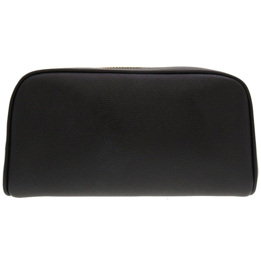 美品 シャネル ジップ ココボタン ココマーク 8番台 レザー ブラック 黒 ポーチ 0099【中古】CHANEL