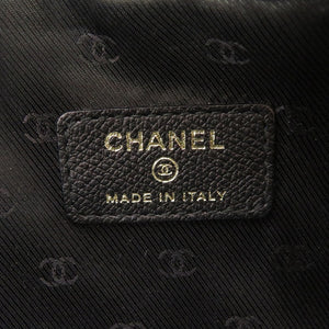 美品 シャネル ジップ ココボタン ココマーク 8番台 レザー ブラック 黒 ポーチ 0099【中古】CHANEL