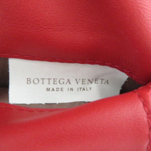 新品同様 ボッテガヴェネタ イントレチャート レザー レッド 二つ折り財布 0100【中古】BOTTEGA VENETA