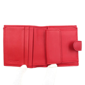 新品同様 ボッテガヴェネタ イントレチャート レザー レッド 二つ折り財布 0100【中古】BOTTEGA VENETA