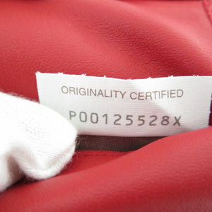 新品同様 ボッテガヴェネタ イントレチャート レザー レッド 二つ折り財布 0100【中古】BOTTEGA VENETA