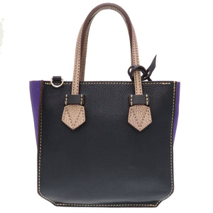 新品同様 モロー パリ ミニジップ ブレガンソン レザー パープル ネイビー ハンドバッグ 紫 紺 0105 【中古】 MOREAU PARIS